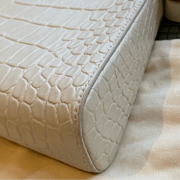 APEDE MOD WHITE CROC EMBOSSED LEATHER HOBO CHAIN SHOULDER FROGGY BAG - Picture 11 of 16